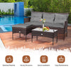 3 Seater Rattan Garden Corner Sofa Set Patio Dining Furniture Set W/ Sofa Chair