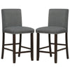 2 Pcs Linen Fabric Upholstered Bar Stools Armless Counter Height Chair Set Grey