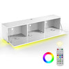 White Floating TV Unit Cabinet Wall Mounted TV Stand with LED Lights UK stock