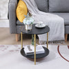 Marble Effect 2-Tier End Table Sofa Side Tables for Living Room Bedside Table
