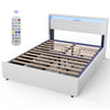 Double Size Bed Upholstered Bed Frame w/ LED & 4 Drawer Storage,USB Charging UK