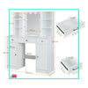 Dressing Table Set Vanity Makeup Desk with 3-Color LED Lighted Mirror Drawers
