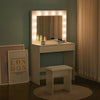 Modern White Dressing With Two Drawers Mirror Lights Makeup Desk Vanity Set