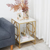 Marble Vein Side Table with Gold Metal Legs Vintage Lounge Living Room Bedside