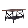 2 Tiers Coffee Table Black Storage Shelf Rack Industrial Style Rustic Wood Unit