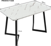 Dining Table Marble Effect Rectangular Metal Legs Modern Kitchen Living Room