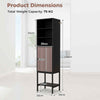 Sturdy Metal Support Slim Cupboard Tall Kitchen Storage Cabinet-Black