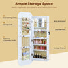 6 LEDs Mirror Jewelry Cabinet with Storage Shelves-White