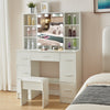 Large Dressing Table Vanity Makeup Desk With LED Light Mirror + Stool + Drawers