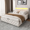Ottoman Storage Double Bed Frame Upholstered Platform Bed With Headboard White