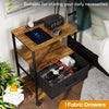 Bedside Table with Charging Station, Nightstand with 2 Outlets and 2 USB Ports