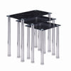3x Black Marble Tempered Glass Side End Table Nested Table Stainless Steel Tubes