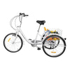 24" Adult Tricycle 6-Speed White 3 Wheel Bicycle Cruise Trike with Basket + Lamp