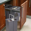 Kitchen Waste Pull Out Bin 3 Recycling Trash Cans Cabinet Integrated Grey 30/40L