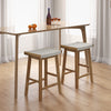 65CM Kitchen Dining Bar Stool Set of 2 Wooden Counter Height Saddle Stools