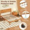 Single Size Bed Frame Acacia Wood Platform Bed w/ Headboard Caramel