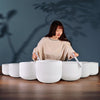 432Hz 6"-12" Crystal Singing Bowl Set of 7 Chakra Quartz for Sound Healing