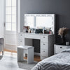 White Large Dressing Table LED Bulbs Mirror Drawers Stool Storage Makeup Desk