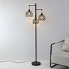 Vintage Retro 3 Head Standing Floor Lamp Black Floral Lampshape Home Light