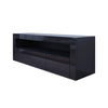 Modern 120CM TV Unit Cabinet Stand Set Black High Gloss with LED Lights Drawers