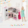 Kids Corner Kitchen Playset Pretend Wooden Play Kitchen Toy W/ Apron Chef Hat
