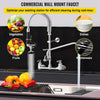 VEVOR Commercial Kitchen Pre-Rinse Faucet Spray Tap Arm Twin Pedestal 21" Height