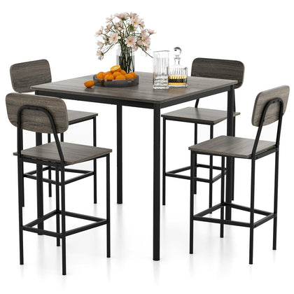 5PCS Industrial Dining Table Set Kitchen Bar Counter Height Table and 4 Stools