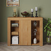 Modern 1 Door Sideboard Display Cabinet TV Unit Stand Matt Oak with LED Lights