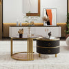 Nest of Tables Set of 2 Hard Glass Coffee Stacking Side End Table 2 Drawer Black