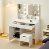 Dressing Table Makeup Vanity Desk With LED Lighted Mirror & 2 Drawers 1 cabinet