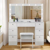Vanity Desk Set with LED Light Mirror Makeup Vanity Table w/ 7 Drawers Stool