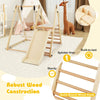Kids 3-in-1 Foldable Wooden Climbing Toys w/Adjustable Swing Natural