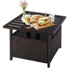 Rattan Wicker Umbrella Square Side Table Garden Coffee Table w/Umbrella Hole