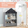 Toddler Display Bookshelf Toy Storage Kids Dollhouse Bookcase-Gray