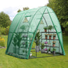 Outdoor Walk-in Tunnel Greenhouse Portable Greenhouse w/2 Zippered Doors Green