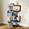 5-Tier S-Shaped Bookcase, Freestanding Bookshelf, Brown, 145cm High
