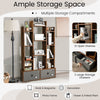 Costway 12 Tier Bookshelf Open Storage Wood Bookcase Organizer Display Shelf