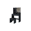 Dressing Table with LED Lights Mirror Vanity Set Makeup Storage 2 Drawers Black
