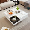 Coffee Table With LED Lights Modern Marble Effects Living Room Furniture White