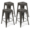 61CM Bar Stools Set of 4 Stackable Counter Height Metal Stools w/ Handing Hole