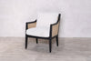 RATTAN ARMCHAIR JAPANDI STYLE SIDE CHAIR WOODEN FRAME BOUCLE SEAT