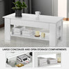 Wooden Coffee Table With Storage Matte Sofa End Table LED Light Living Room