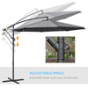 3m Garden Banana Parasol Cantilever Umbrella with Cross Base Grey