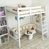White Loft Bunkbed Single Solid Pine Wooden High Sleeper Bunk Bed Frame & Stair