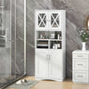 Bathroom Freestanding Pantry Cabinet w/ Adjustable Shelves-White