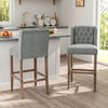 2x Linen Padded Breakfast Bar Stools Kitchen Pub Barstools Counter High Chair