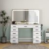 Dressing Table and Stool set 11 Drawer Makeup Table with Glass Top Vanity Desk
