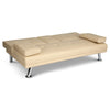 Manhattan Sofa Bed 2 Seater Faux Leather Click Clack - Cream