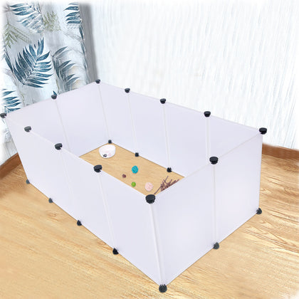 12 Panels Pet Playpen Fence DIY Puppy Rabbit Enclosure Plastic Exercise Cage