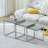 High Gloss Nesting Table Set of 3 - Marble Effect Wood with Chrome Frame